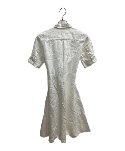 LAUREN RALPH LAUREN（ローレンラルフローレン）LAUREN RALPH LAUREN (ローレンラルフローレン) クロップドスリーブシャツ 半袖ワンピース ホワイト サイズ:SIZE 2の古着・服飾アイテム