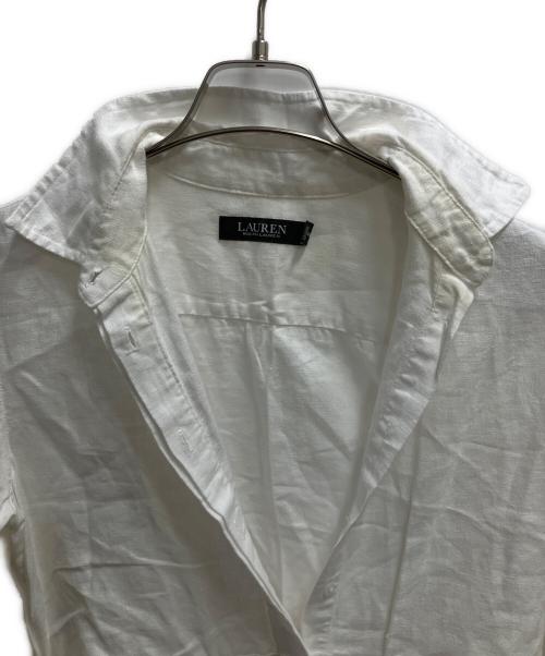 LAUREN RALPH LAUREN（ローレンラルフローレン）LAUREN RALPH LAUREN (ローレンラルフローレン) クロップドスリーブシャツ 半袖ワンピース ホワイト サイズ:SIZE 2の古着・服飾アイテム