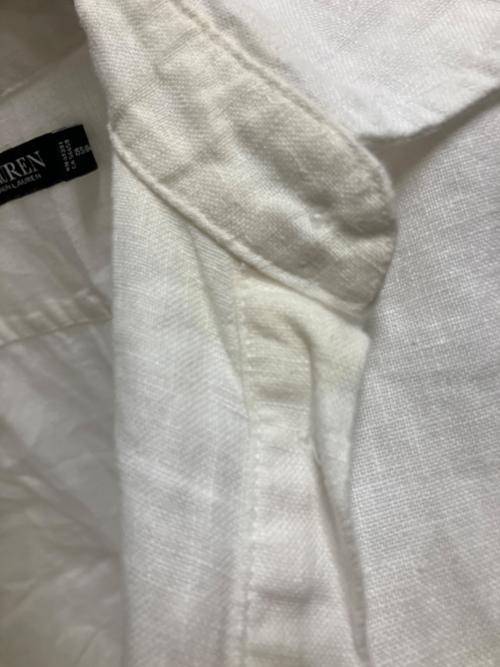 LAUREN RALPH LAUREN（ローレンラルフローレン）LAUREN RALPH LAUREN (ローレンラルフローレン) クロップドスリーブシャツ 半袖ワンピース ホワイト サイズ:SIZE 2の古着・服飾アイテム