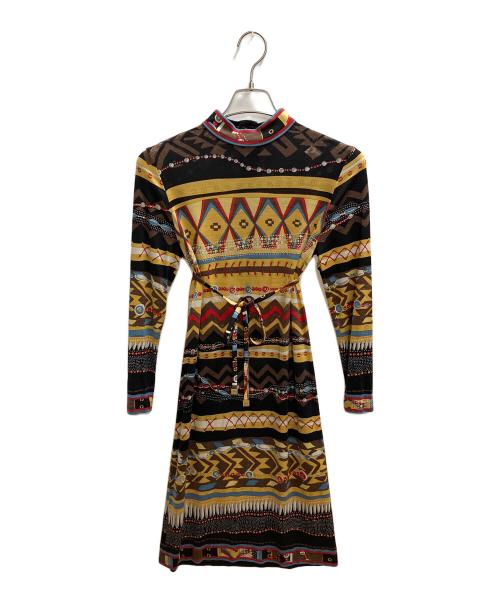 LEONARD（レオナール）LEONARD (レオナール) 総柄長袖ワンピース マルチカラー サイズ:SIZE Lの古着・服飾アイテム