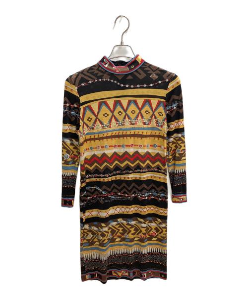 LEONARD（レオナール）LEONARD (レオナール) 総柄長袖ワンピース マルチカラー サイズ:SIZE Lの古着・服飾アイテム