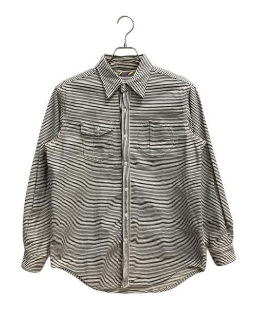 is-ness（イズネス）is-ness (イズネス) シャツジャケット ネイビー×ホワイト サイズ:SIZE Mの古着・服飾アイテム