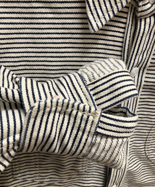 is-ness（イズネス）is-ness (イズネス) シャツジャケット ネイビー×ホワイト サイズ:SIZE Mの古着・服飾アイテム