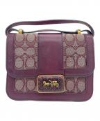 COACHコーチ）の古着「シグネチャージャガード アリー ショルダーバッグ」｜パープル