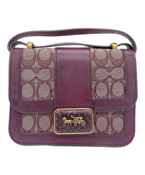 COACH（コーチ）COACH (コーチ) シグネチャージャガード アリー ショルダーバッグ パープルの古着・服飾アイテム