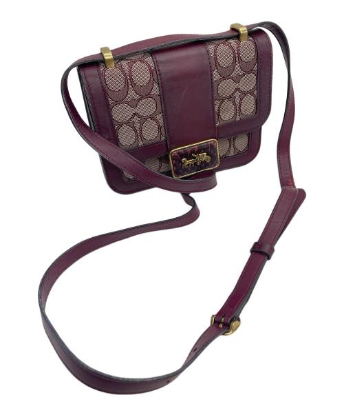 COACH（コーチ）COACH (コーチ) シグネチャージャガード アリー ショルダーバッグ パープルの古着・服飾アイテム