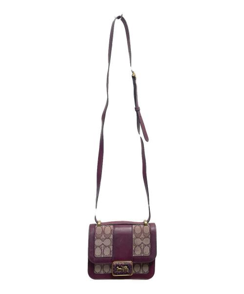 COACH（コーチ）COACH (コーチ) シグネチャージャガード アリー ショルダーバッグ パープルの古着・服飾アイテム