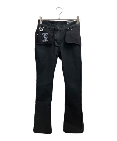 Hysteric Glamour（ヒステリックグラマー）Hysteric Glamour (ヒステリックグラマー) ブラックサテンフレアパンツ ブラック サイズ:SIZE 66cm (W26)の古着・服飾アイテム