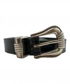 TORY LEATHERトリーレザー）の古着「3 PIECE CREASED SILVER BUCKLE BELT」｜ブラック×シルバー