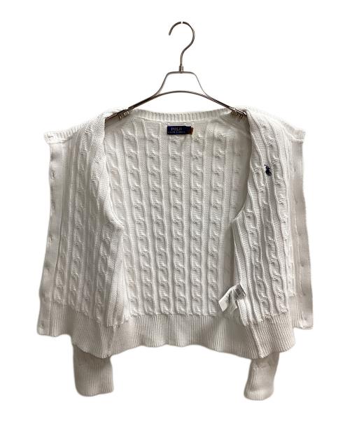 POLO RALPH LAUREN（ポロ・ラルフローレン）POLO RALPH LAUREN (ポロ・ラルフローレン) ケーブルニット 厚手カーディガン ホワイト サイズ:SIZE Mの古着・服飾アイテム