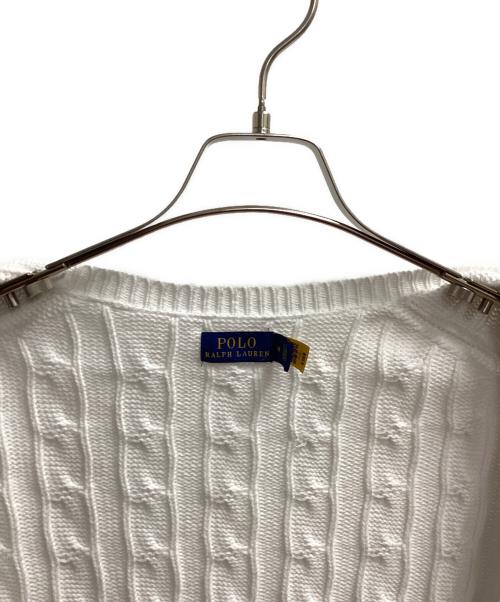 POLO RALPH LAUREN（ポロ・ラルフローレン）POLO RALPH LAUREN (ポロ・ラルフローレン) ケーブルニット 厚手カーディガン ホワイト サイズ:SIZE Mの古着・服飾アイテム