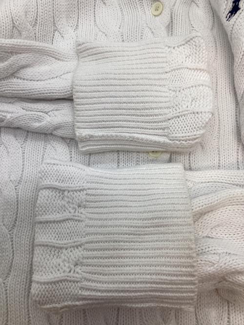 POLO RALPH LAUREN（ポロ・ラルフローレン）POLO RALPH LAUREN (ポロ・ラルフローレン) ケーブルニット 厚手カーディガン ホワイト サイズ:SIZE Mの古着・服飾アイテム