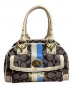 COACHコーチ）の古着「ヘリテージ ストライプ スモール ドームド サッチェル ハンドバッグ」｜ブラック×ホワイト