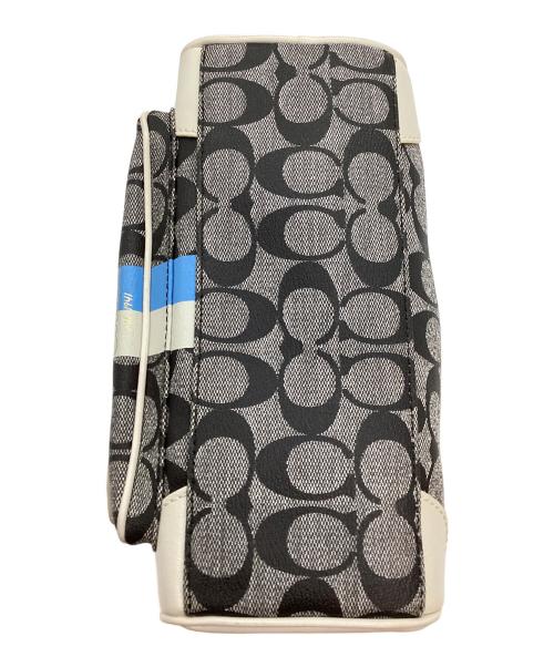 COACH（コーチ）COACH (コーチ) ヘリテージ ストライプ スモール ドームド サッチェル ハンドバッグ ブラック×ホワイトの古着・服飾アイテム