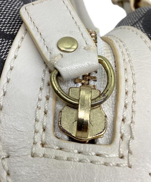 COACH（コーチ）COACH (コーチ) ヘリテージ ストライプ スモール ドームド サッチェル ハンドバッグ ブラック×ホワイトの古着・服飾アイテム