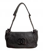 CHANELシャネル）の古着「ココマーク ダイヤステッチチェーンショルダーバッグ」｜ブラック