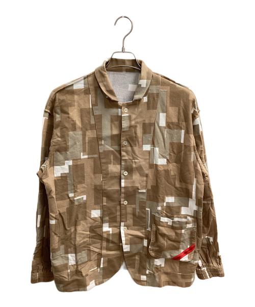 PHINGERIN（フィンガリン）PHINGERIN (フィンガリン) NIGHT SHIRT NEL OVERLAYED SQUARES 長袖シャツ ブラウン サイズ:SIZE Sの古着・服飾アイテム
