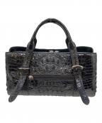 その他ブランドソノタブランド）の古着「クロコダイルレザー ハンドバッグ」｜ブラック