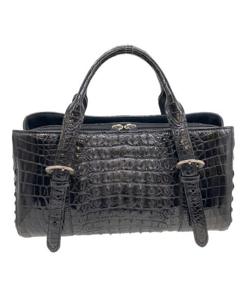 その他ブランド（ソノタブランド）その他ブランド (ソノタブランド) クロコダイルレザー ハンドバッグ ブラックの古着・服飾アイテム