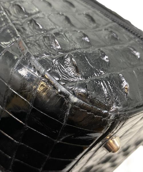 その他ブランド（ソノタブランド）その他ブランド (ソノタブランド) クロコダイルレザー ハンドバッグ ブラックの古着・服飾アイテム