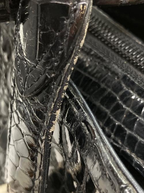その他ブランド（ソノタブランド）その他ブランド (ソノタブランド) クロコダイルレザー ハンドバッグ ブラックの古着・服飾アイテム