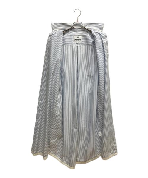 A.P.C.（アーペーセー）A.P.C. (アーペーセー) LACOSTE (ラコステ) 長袖ワンピース ホワイト×スカイブルー サイズ:SIZE Mの古着・服飾アイテム