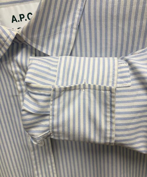 A.P.C.（アーペーセー）A.P.C. (アーペーセー) LACOSTE (ラコステ) 長袖ワンピース ホワイト×スカイブルー サイズ:SIZE Mの古着・服飾アイテム