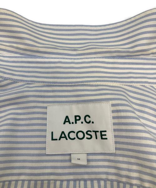 A.P.C.（アーペーセー）A.P.C. (アーペーセー) LACOSTE (ラコステ) 長袖ワンピース ホワイト×スカイブルー サイズ:SIZE Mの古着・服飾アイテム