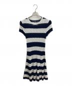 POLO RALPH LAURENポロ・ラルフローレン）の古着「Striped Cable-Knit Sweater Dress 半袖ワンピース」｜ホワイト×ネイビー