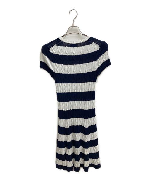 POLO RALPH LAUREN（ポロ・ラルフローレン）POLO RALPH LAUREN (ポロ・ラルフローレン) Striped Cable-Knit Sweater Dress 半袖ワンピース ホワイト×ネイビー サイズ:SIZE Sの古着・服飾アイテム
