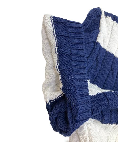 POLO RALPH LAUREN（ポロ・ラルフローレン）POLO RALPH LAUREN (ポロ・ラルフローレン) Striped Cable-Knit Sweater Dress 半袖ワンピース ホワイト×ネイビー サイズ:SIZE Sの古着・服飾アイテム