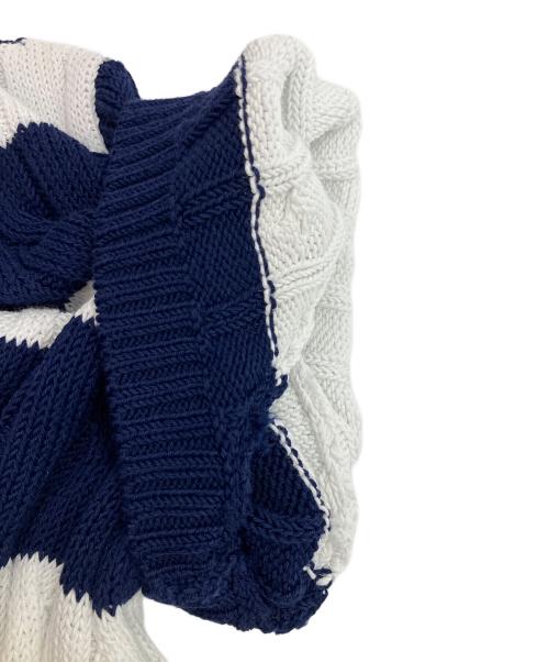 POLO RALPH LAUREN（ポロ・ラルフローレン）POLO RALPH LAUREN (ポロ・ラルフローレン) Striped Cable-Knit Sweater Dress 半袖ワンピース ホワイト×ネイビー サイズ:SIZE Sの古着・服飾アイテム