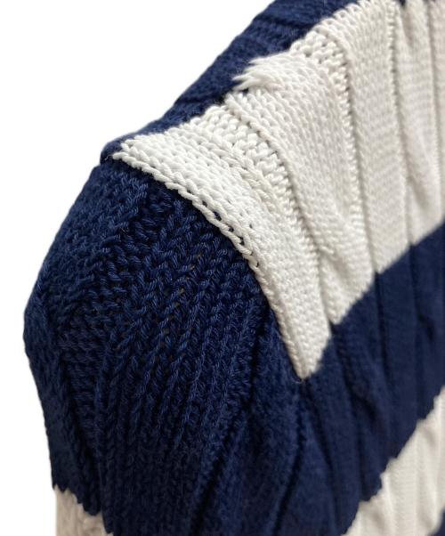 POLO RALPH LAUREN（ポロ・ラルフローレン）POLO RALPH LAUREN (ポロ・ラルフローレン) Striped Cable-Knit Sweater Dress 半袖ワンピース ホワイト×ネイビー サイズ:SIZE Sの古着・服飾アイテム