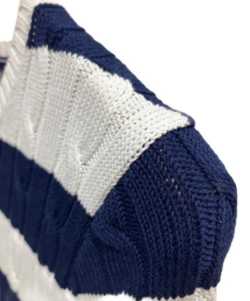 POLO RALPH LAUREN（ポロ・ラルフローレン）POLO RALPH LAUREN (ポロ・ラルフローレン) Striped Cable-Knit Sweater Dress 半袖ワンピース ホワイト×ネイビー サイズ:SIZE Sの古着・服飾アイテム