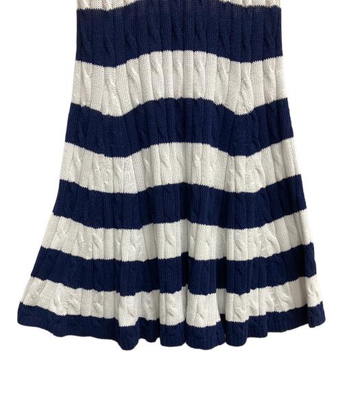 POLO RALPH LAUREN（ポロ・ラルフローレン）POLO RALPH LAUREN (ポロ・ラルフローレン) Striped Cable-Knit Sweater Dress 半袖ワンピース ホワイト×ネイビー サイズ:SIZE Sの古着・服飾アイテム