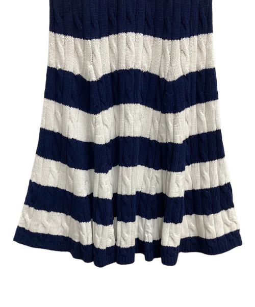 POLO RALPH LAUREN（ポロ・ラルフローレン）POLO RALPH LAUREN (ポロ・ラルフローレン) Striped Cable-Knit Sweater Dress 半袖ワンピース ホワイト×ネイビー サイズ:SIZE Sの古着・服飾アイテム