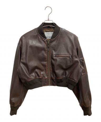 中古・古着通販】SLY (スライ) VINTAGE F／LEATHER CROP ブルゾン