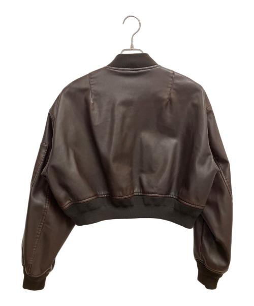 SLY（スライ）SLY (スライ) VINTAGE F／LEATHER CROP ブルゾン ブラウン サイズ:SIZE Mの古着・服飾アイテム