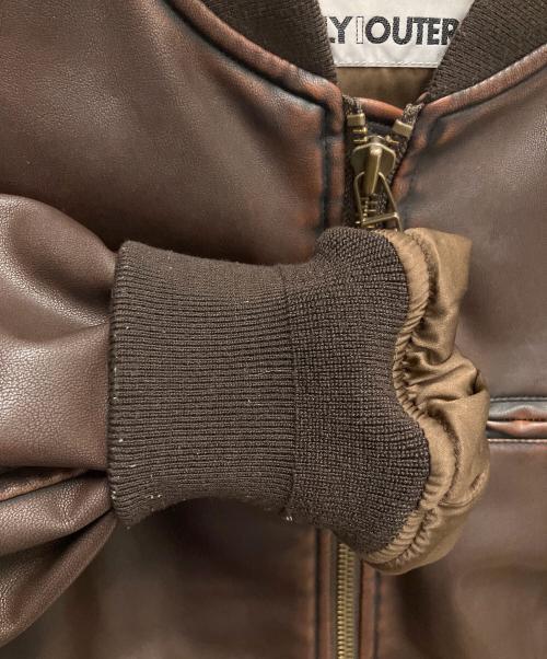 SLY（スライ）SLY (スライ) VINTAGE F／LEATHER CROP ブルゾン ブラウン サイズ:SIZE Mの古着・服飾アイテム