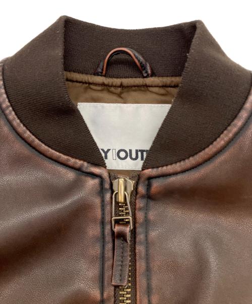 SLY（スライ）SLY (スライ) VINTAGE F／LEATHER CROP ブルゾン ブラウン サイズ:SIZE Mの古着・服飾アイテム