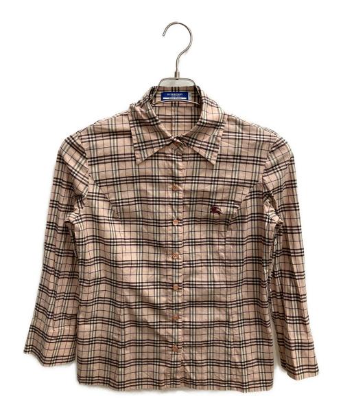 BURBERRY BLUE LABEL（バーバリー ブルー レーベル）BURBERRY BLUE LABEL (バーバリー ブルー レーベル) ノバチェックシャツ 長袖シャツ ピンク×ブラウン サイズ:SIZE 38の古着・服飾アイテム