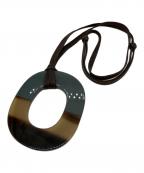 HERMESエルメス）の古着「イスム　バッファローホーンネックレス」｜ネイビー×ブラウン