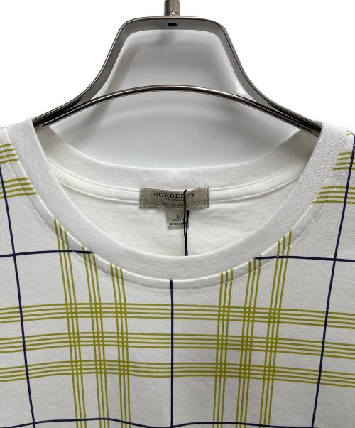 BURBERRY LONDON（バーバリーロンドン）BURBERRY LONDON (バーバリーロンドン) 半袖Tシャツ ホワイト×ライトグリーン サイズ:SIZE L 未使用品の古着・服飾アイテム