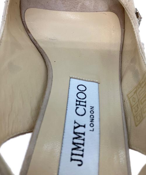 JIMMY CHOO（ジミーチュウ）JIMMY CHOO (ジミーチュウ) スタースタッズ ウェッジソール サンダル ベージュ×ナチュラル サイズ:SIZE 38の古着・服飾アイテム