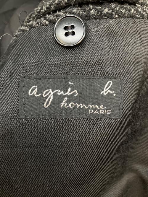 agnes b homme（アニエスベーオム）agnes b homme (アニエスベーオム) ヘリンボーン ロングコート ブラック サイズ:SIZE Mの古着・服飾アイテム