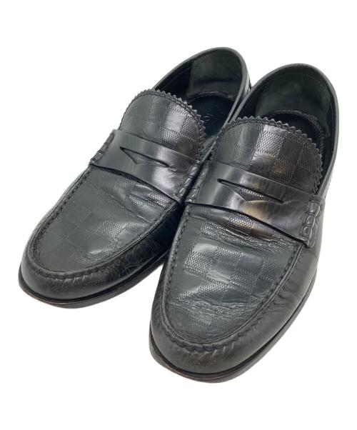 LOUIS VUITTON（ルイ ヴィトン）LOUIS VUITTON (ルイ ヴィトン) ダミエ コインローファー レザーシューズ ブラック サイズ:SIZE 8の古着・服飾アイテム