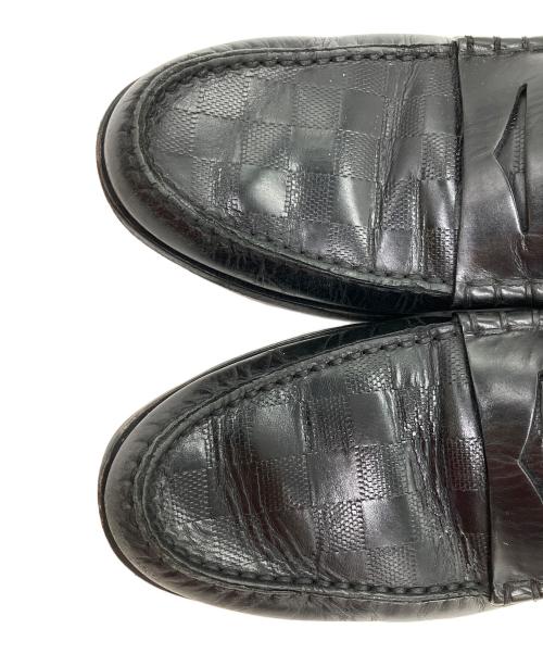 LOUIS VUITTON（ルイ ヴィトン）LOUIS VUITTON (ルイ ヴィトン) ダミエ コインローファー レザーシューズ ブラック サイズ:SIZE 8の古着・服飾アイテム