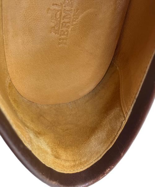 HERMES（エルメス）HERMES (エルメス) MOCASSIN HO LOGO VEAU BOXBOUCLE PALLADIEE レザーシューズ ブラウン サイズ:SIZE 42 1/2の古着・服飾アイテム