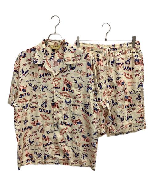 AVIREX（アヴィレックス）AVIREX (アヴィレックス) セットアップアロハ ベージュ サイズ:SIZE XLの古着・服飾アイテム