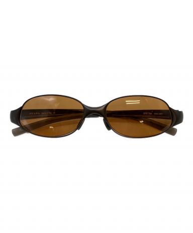 プラダ サングラス PR12RSF クリアブラウン 中古 中古・古着通販】PRADA (プラダ) サイドロゴプレートサングラス